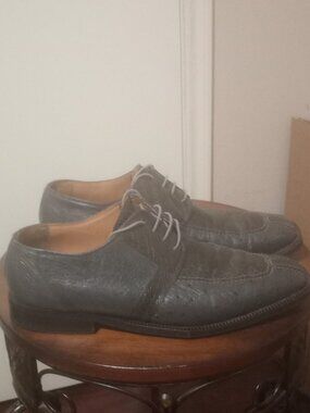 DAVID EDEN Exotic Gray Blue Crocodile Ostrich Leather Dress Shoes Mens Sz 11